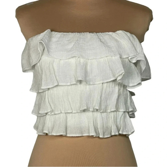 🤍She+Sky Off The‎ Shoulder Crop Top In White… - Picture 1 of 7